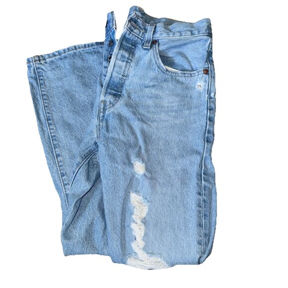 Levis 501 Jeans Womens 26x26 Blue Denim Straight Leg Buttonfly Retro - Picture 1 of 10